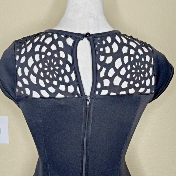 Ten Sixty Sherman Black Cap Sleeve Floral Cut Out Mini Dress Size XL Event - Picture 4 of 10